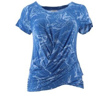 NWOT Skinnygirl Hannah Drape Front Short Sleeve Tee Medium M Sapphire Marble